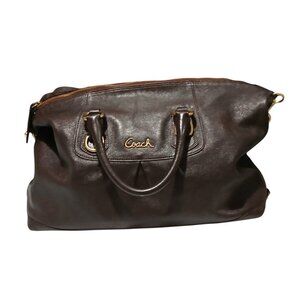 Coach Ashley Walnut Brown Leather Carryall Satchel Shoulder HandBag F15447s Tote